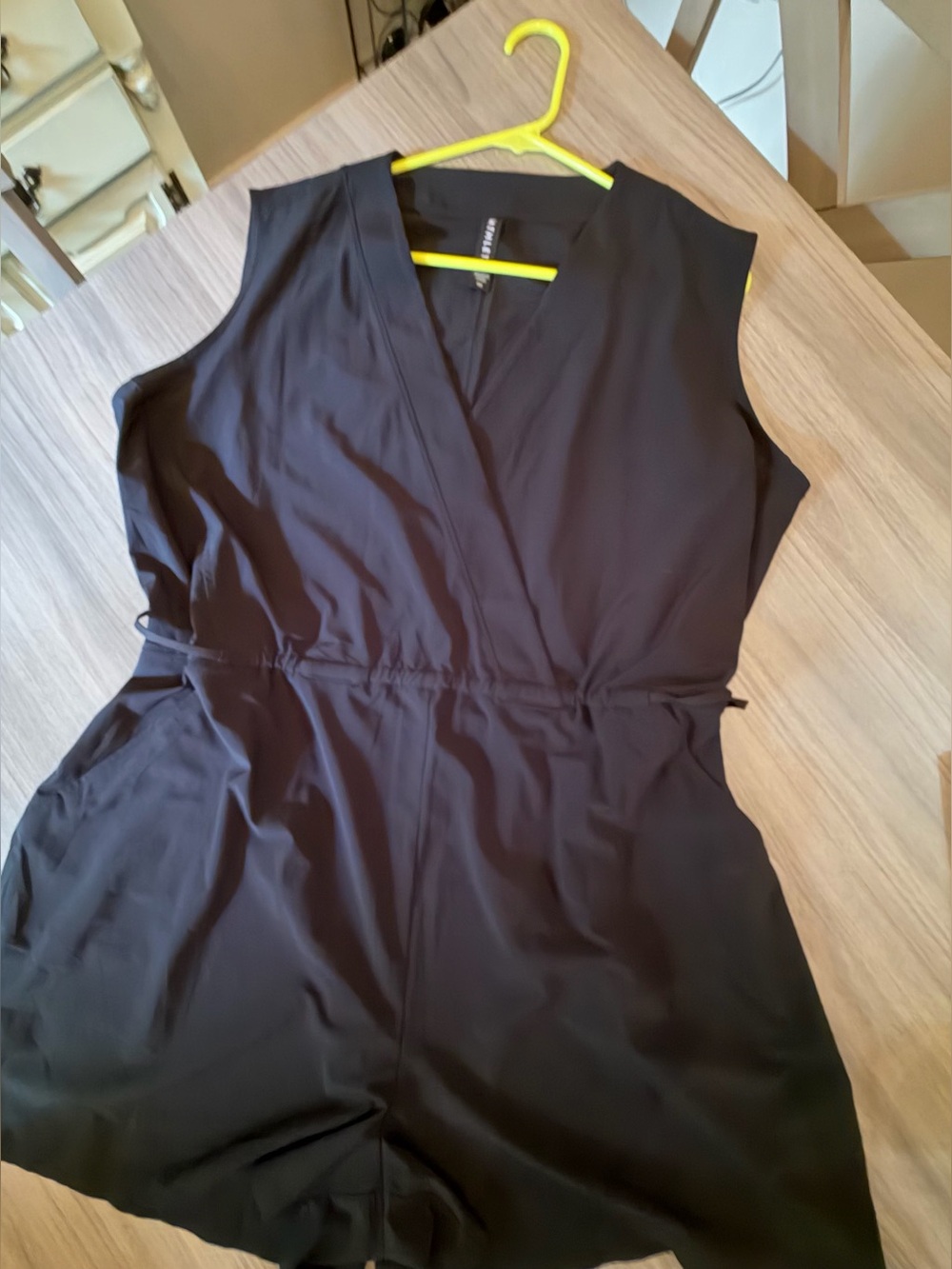 Athleta Marlow Black V-Neck Tie-Waist Romper